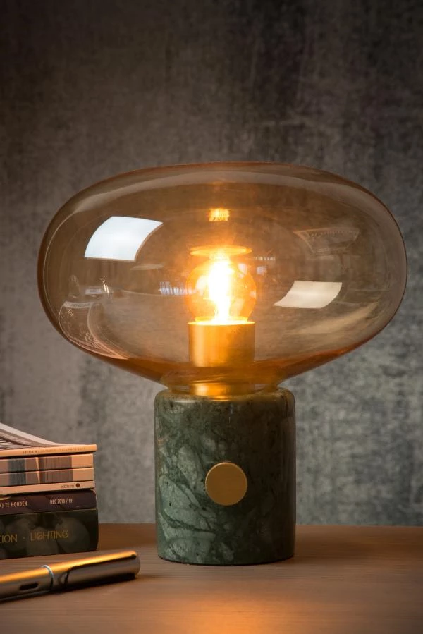 Lucide CHARLIZE - Lampe de table - Ø 23 cm - 1xE27 - Ambre - ambiance 1